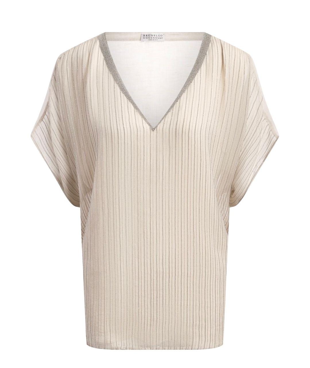 BRUNELLO CUCINELLI Бежевая шелковая блузы, фото 1