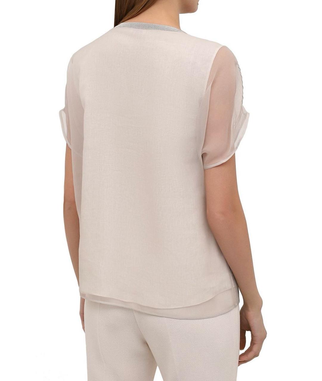 BRUNELLO CUCINELLI Бежевая шелковая блузы, фото 2