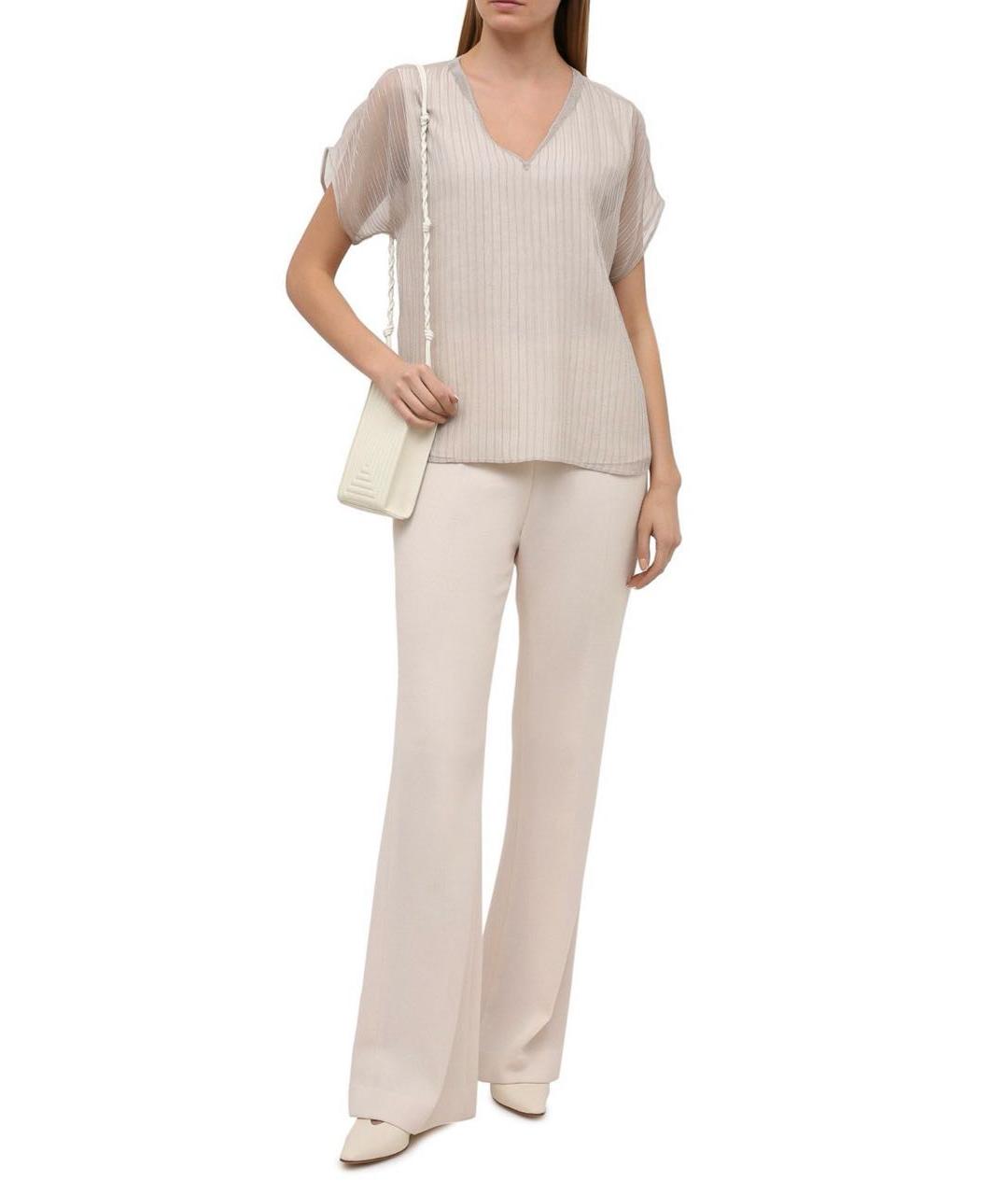 BRUNELLO CUCINELLI Бежевая шелковая блузы, фото 5