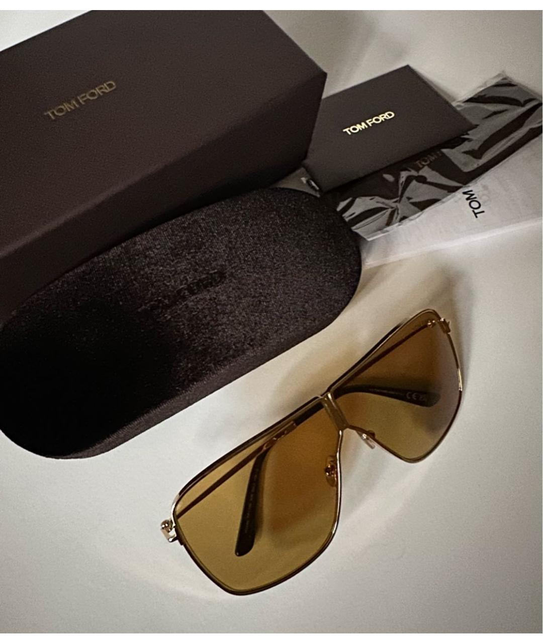TOM FORD Желтые металлические солнцезащитные очки, фото 3