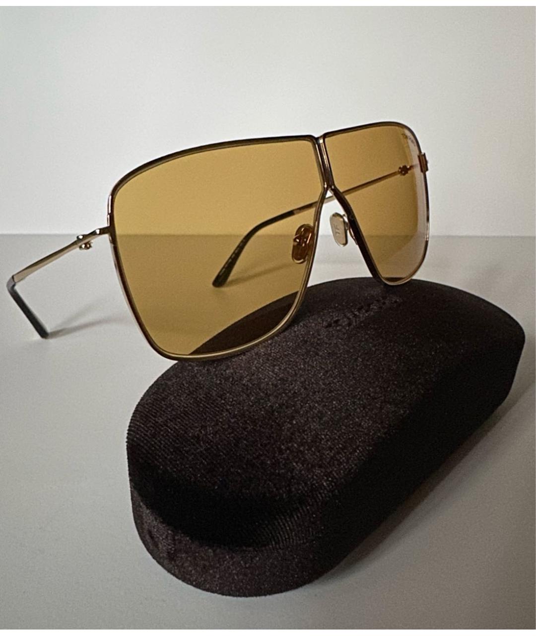 TOM FORD Желтые металлические солнцезащитные очки, фото 6