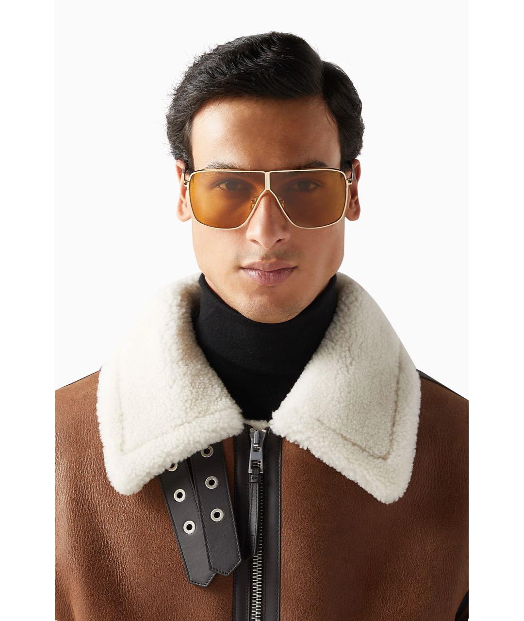 TOM FORD Желтые металлические солнцезащитные очки, фото 2