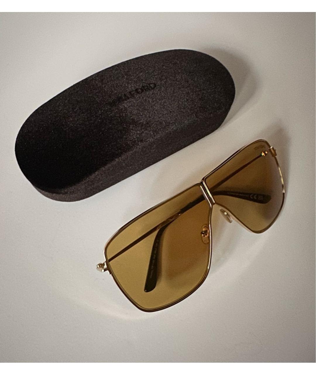 TOM FORD Желтые металлические солнцезащитные очки, фото 4