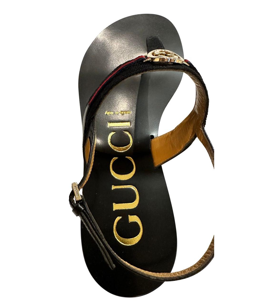 GUCCI Черные кожаные сандалии, фото 4