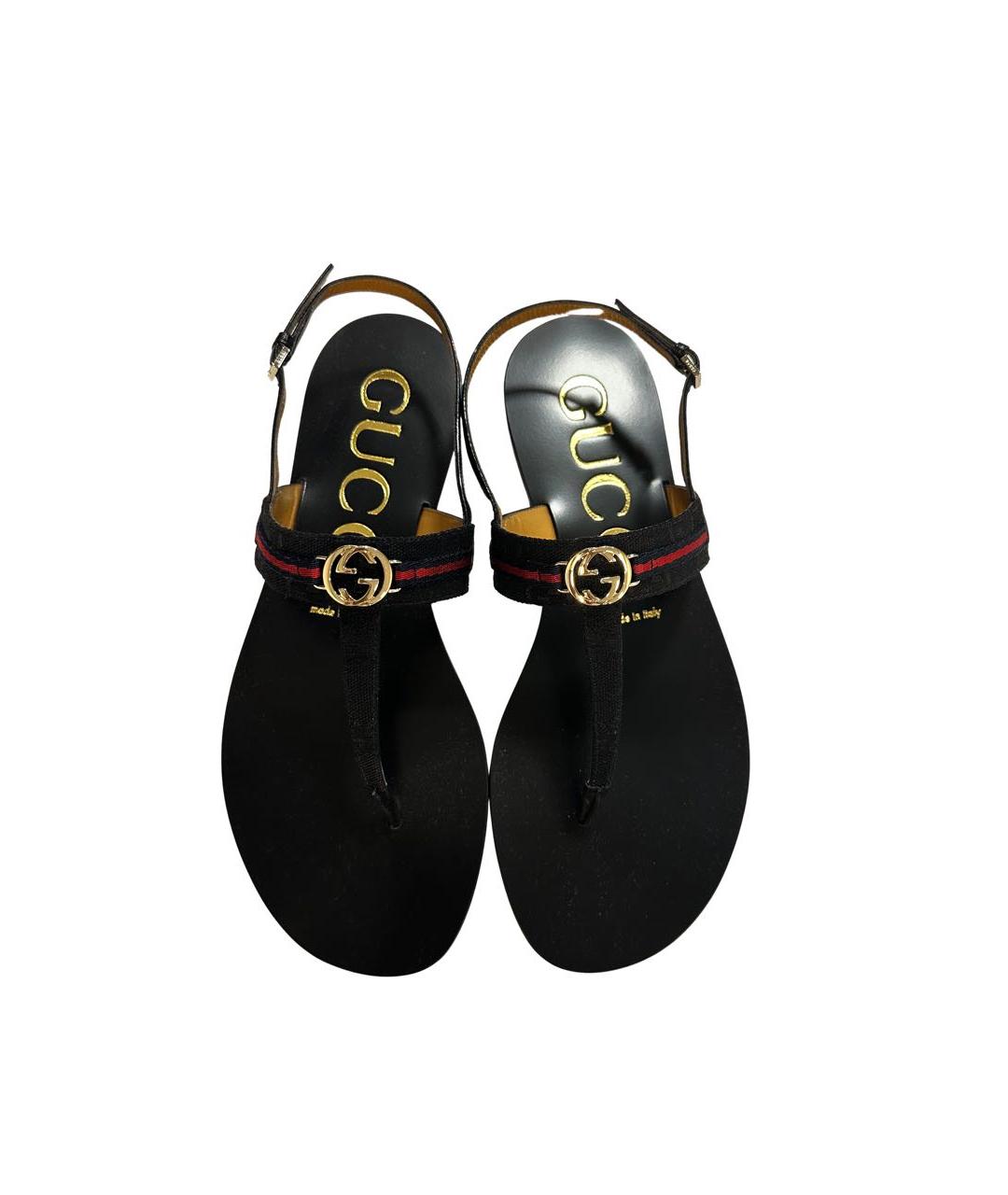 GUCCI Черные кожаные сандалии, фото 2