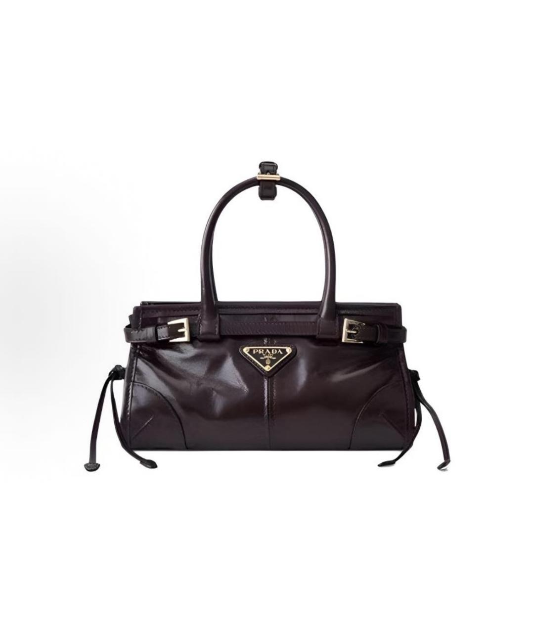 PRADA Бордовая кожаная сумка с короткими ручками, фото 1