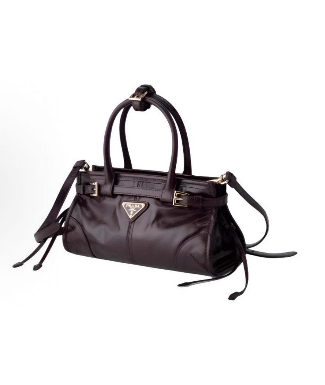 PRADA Бордовая кожаная сумка с короткими ручками, фото 2