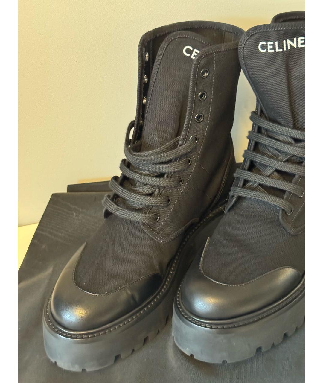 CELINE Черные текстильные ботинки, фото 5