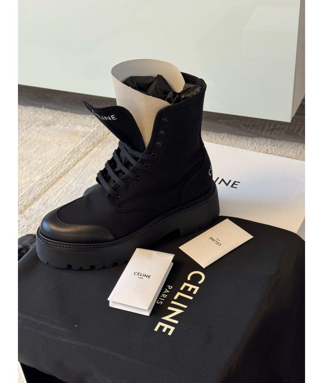 CELINE Черные текстильные ботинки, фото 6