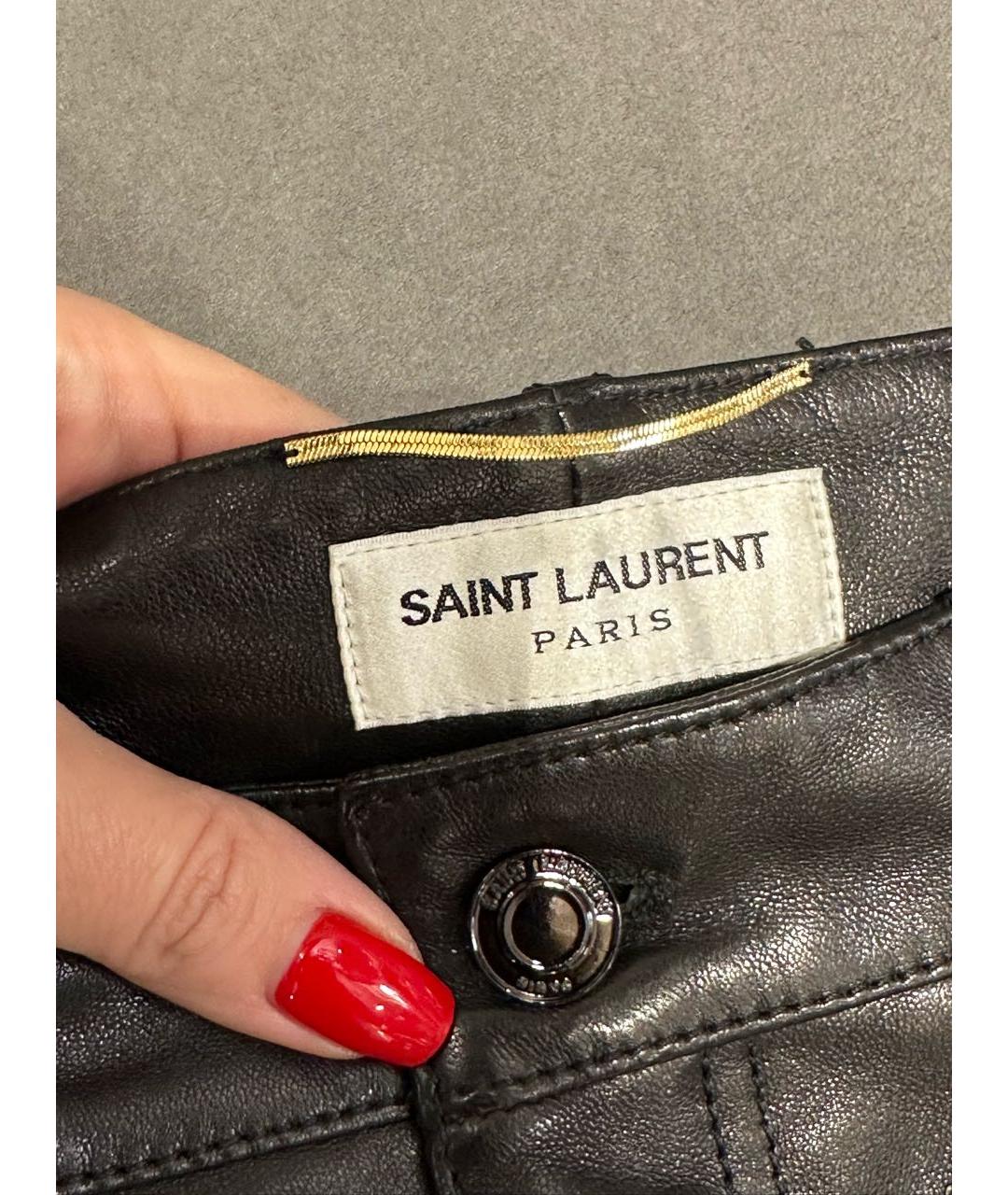 SAINT LAURENT Черные кожаные шорты, фото 3