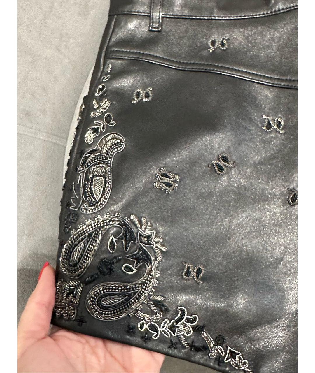 SAINT LAURENT Черные кожаные шорты, фото 5