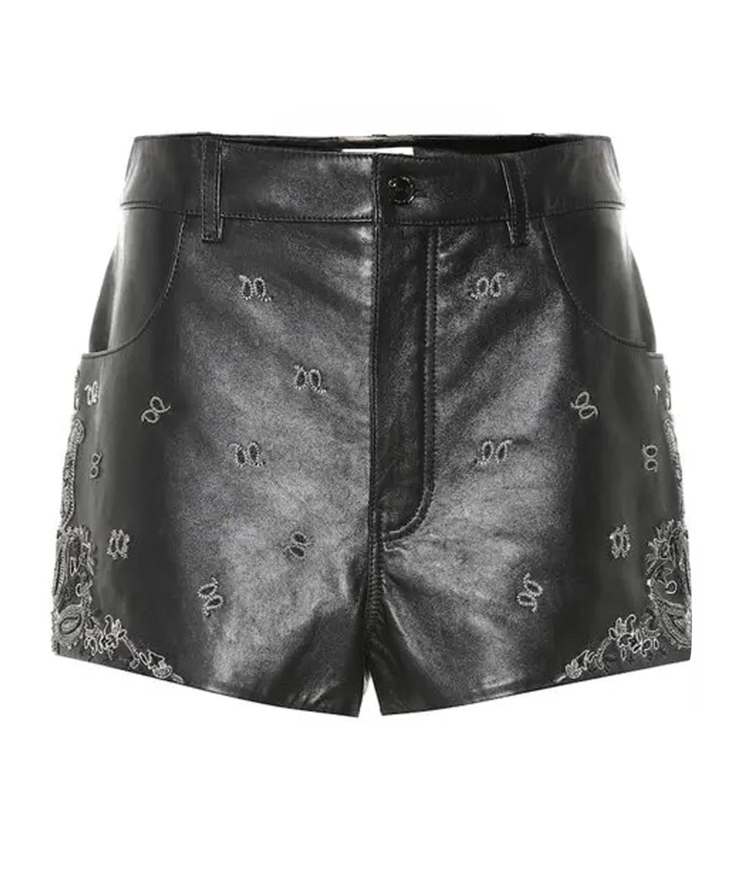 SAINT LAURENT Черные кожаные шорты, фото 1
