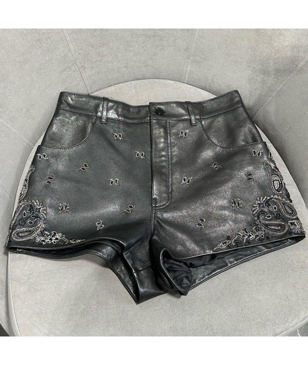 SAINT LAURENT Черные кожаные шорты, фото 6