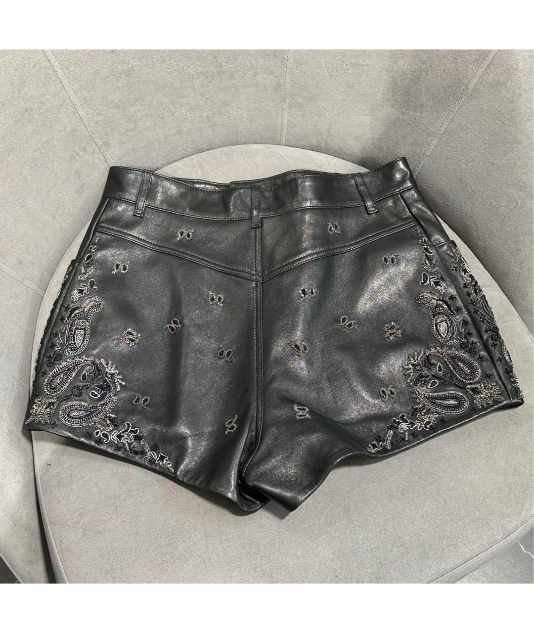 SAINT LAURENT Черные кожаные шорты, фото 2