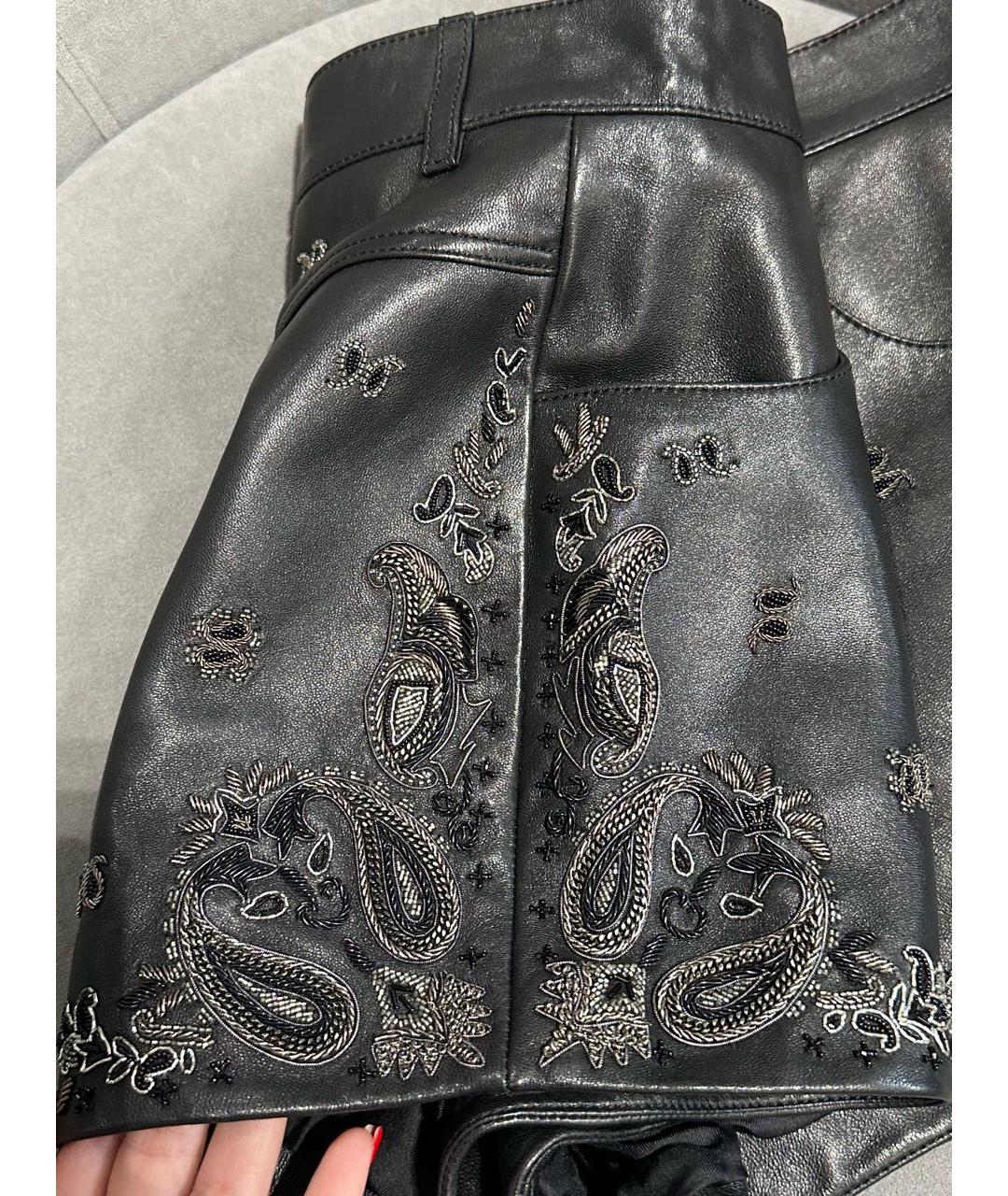 SAINT LAURENT Черные кожаные шорты, фото 4