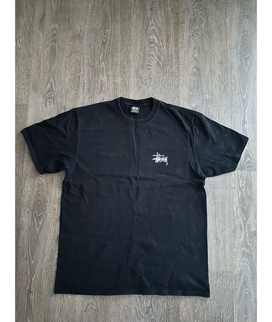 STUSSY Черная хлопковая футболка, фото 2