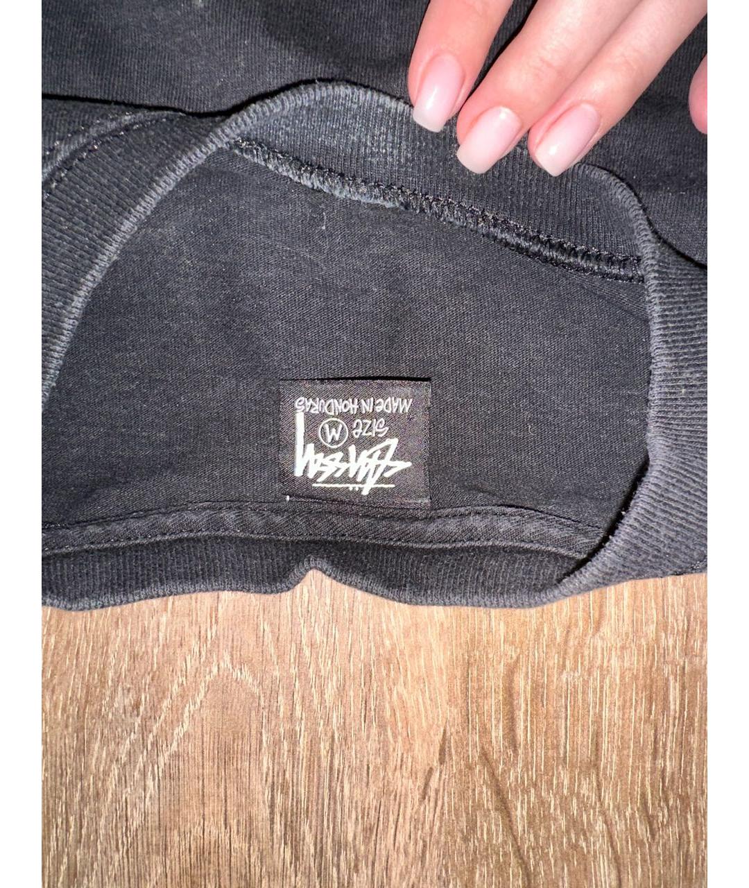 STUSSY Черная хлопковая футболка, фото 3