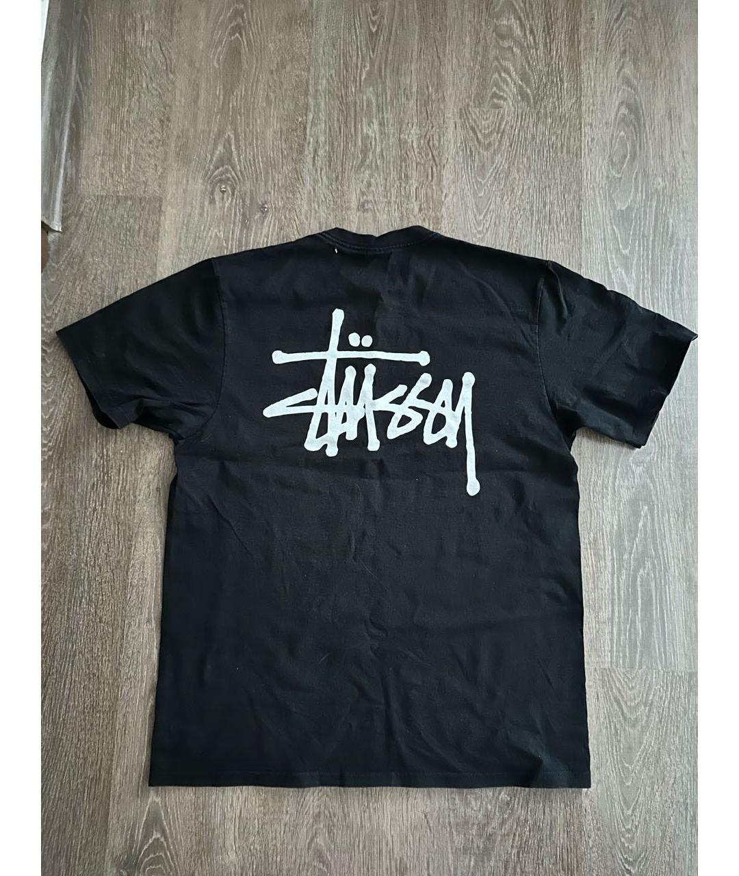 STUSSY Черная хлопковая футболка, фото 4