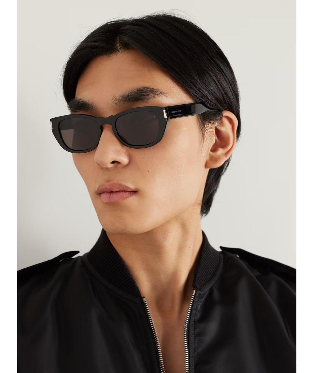 SAINT LAURENT Черные пластиковые солнцезащитные очки, фото 2