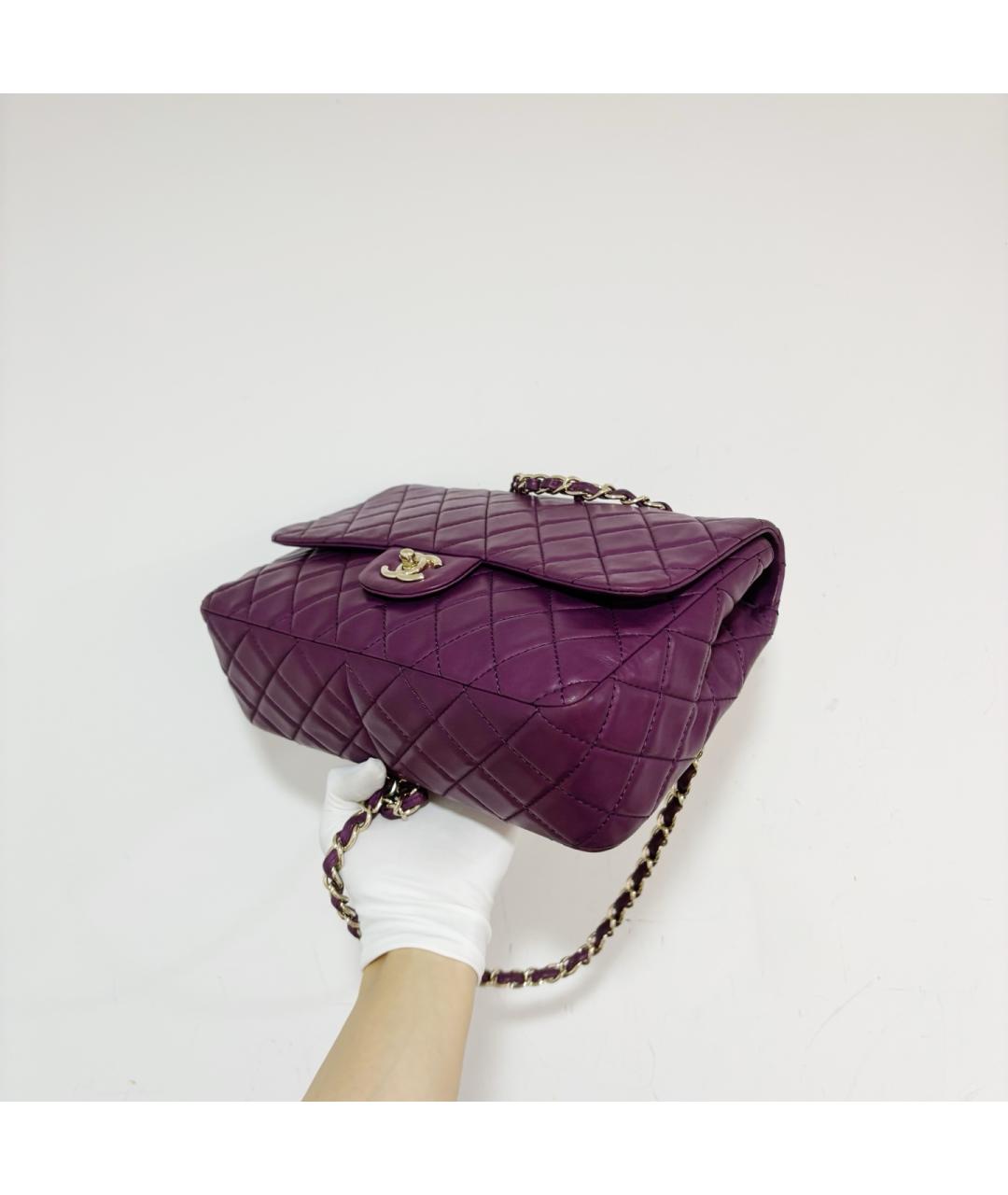 CHANEL Фиолетовая кожаная сумка через плечо, фото 4