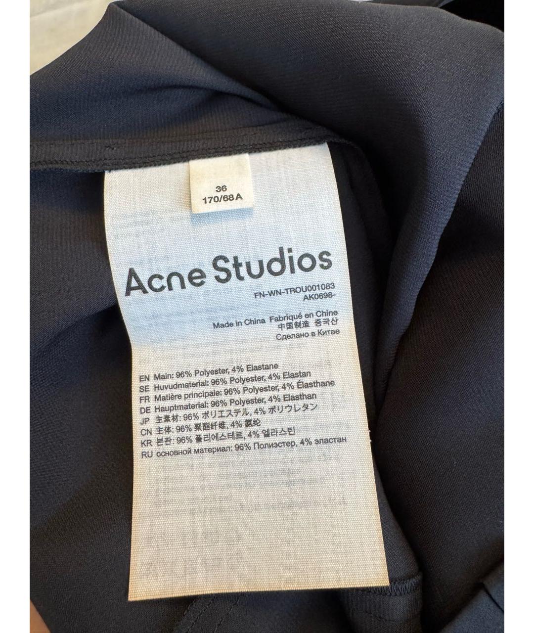 ACNE STUDIOS Черные полиэстеровые брюки широкие, фото 4