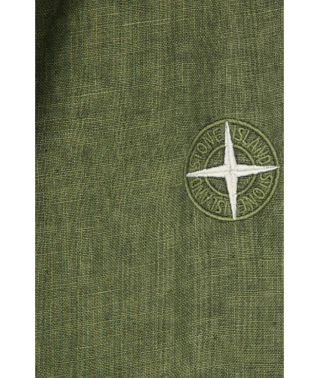 STONE ISLAND Хаки льняная кэжуал рубашка, фото 4