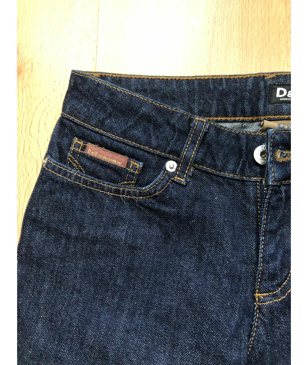 DOLCE&GABBANA Темно-синие хлопковые прямые джинсы, фото 4