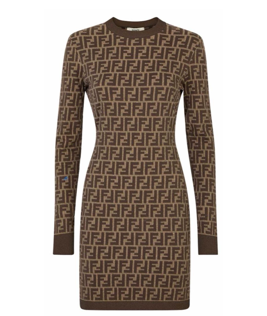FENDI Коричневое хлопко-эластановое платье, фото 6