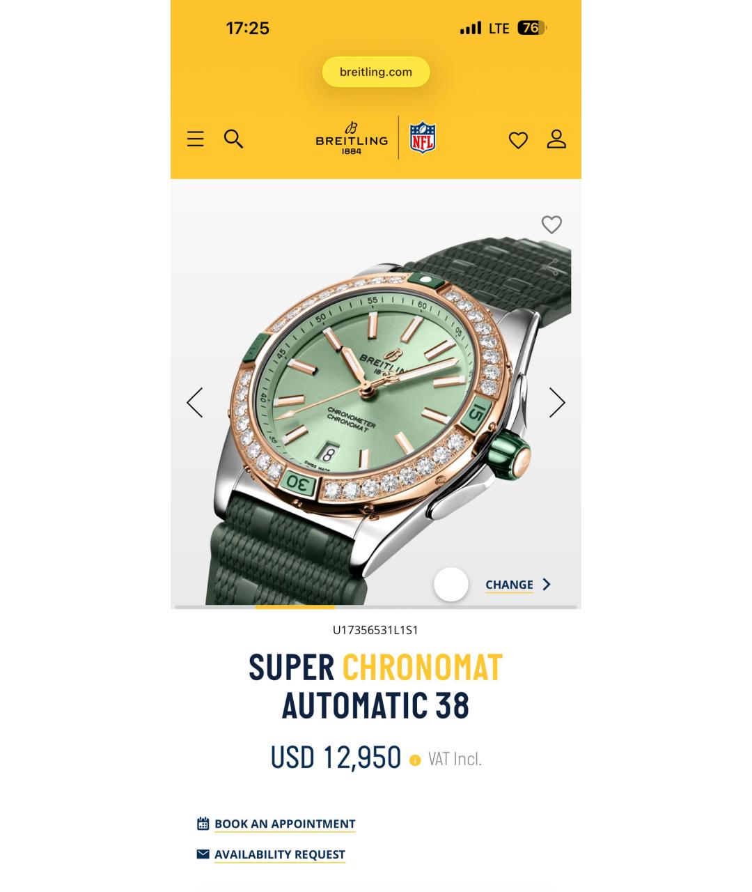 BREITLING Зеленые часы, фото 2