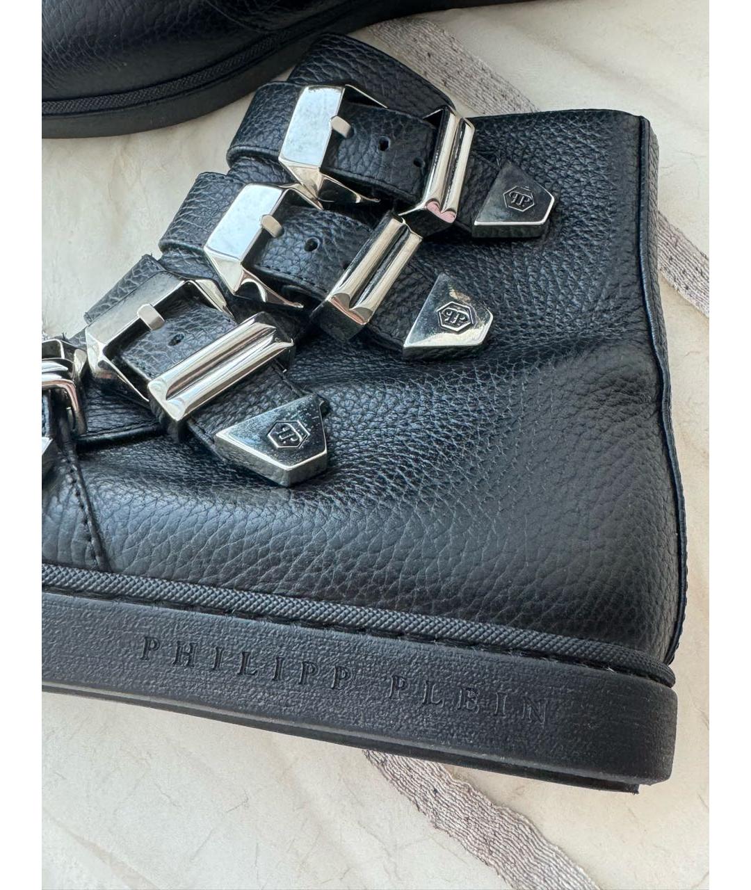 PHILIPP PLEIN Черные кожаные ботинки, фото 5