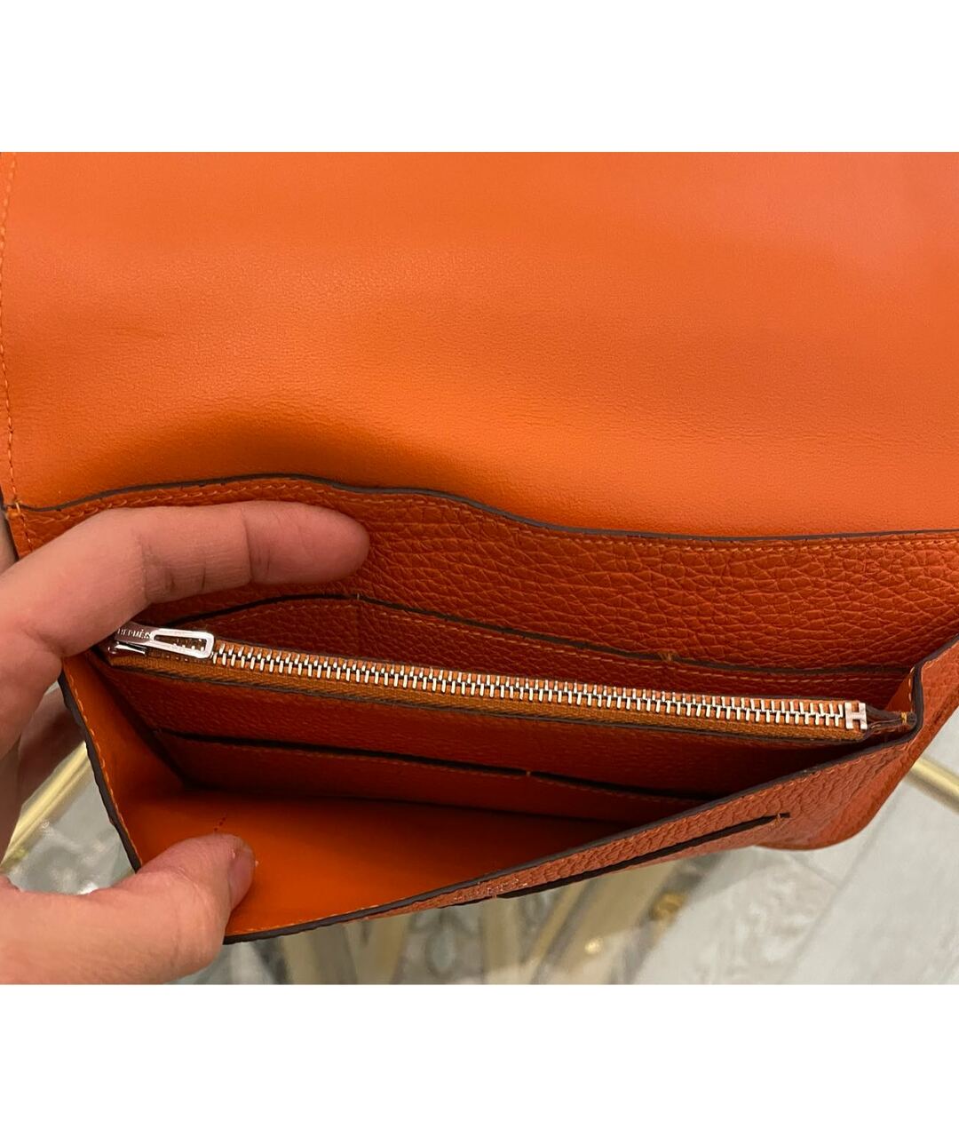 HERMES PRE-OWNED Оранжевый кожаный кошелек, фото 4