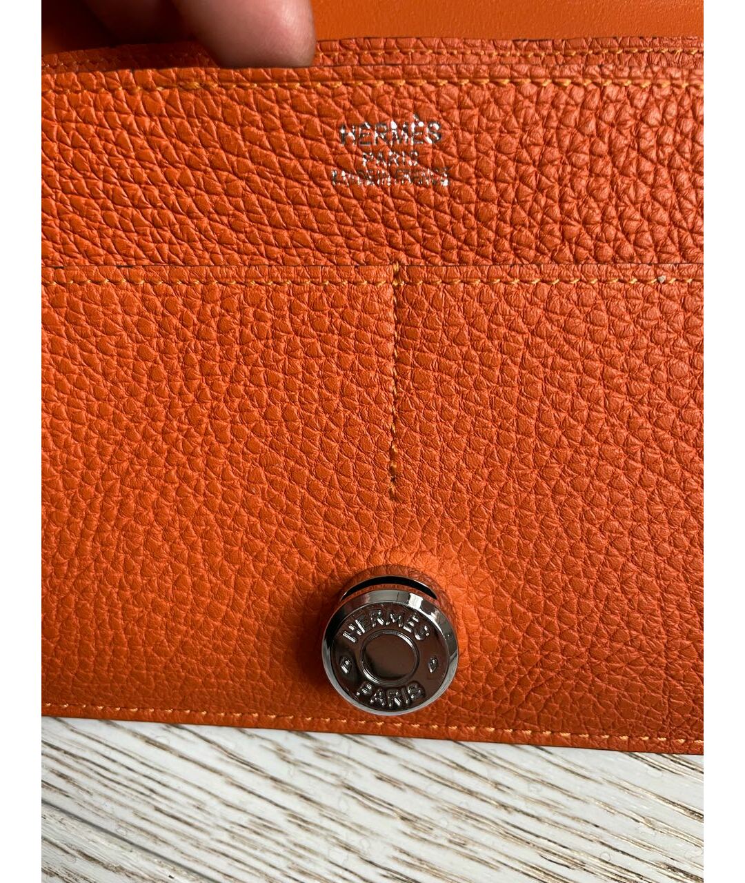 HERMES PRE-OWNED Оранжевый кожаный кошелек, фото 3