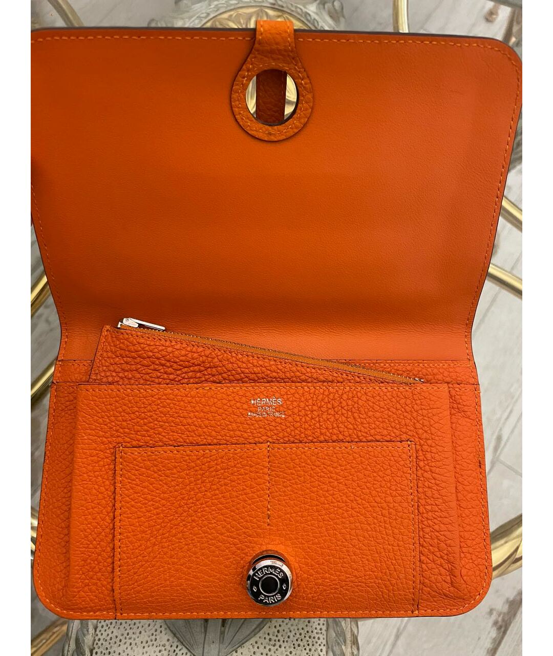 HERMES PRE-OWNED Оранжевый кожаный кошелек, фото 2