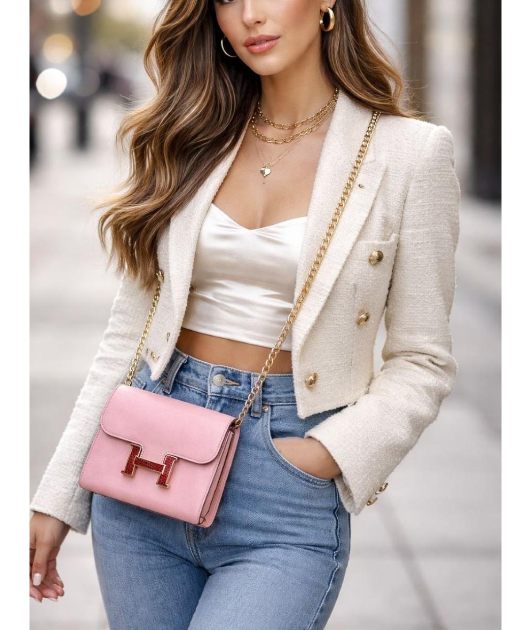 HERMES Розовый кожаный кошелек, фото 6