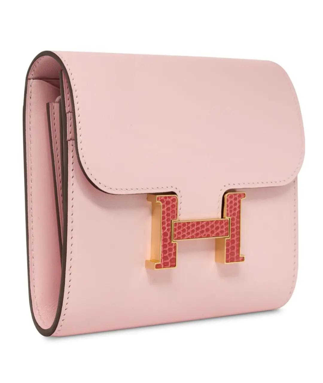 HERMES Розовый кожаный кошелек, фото 1