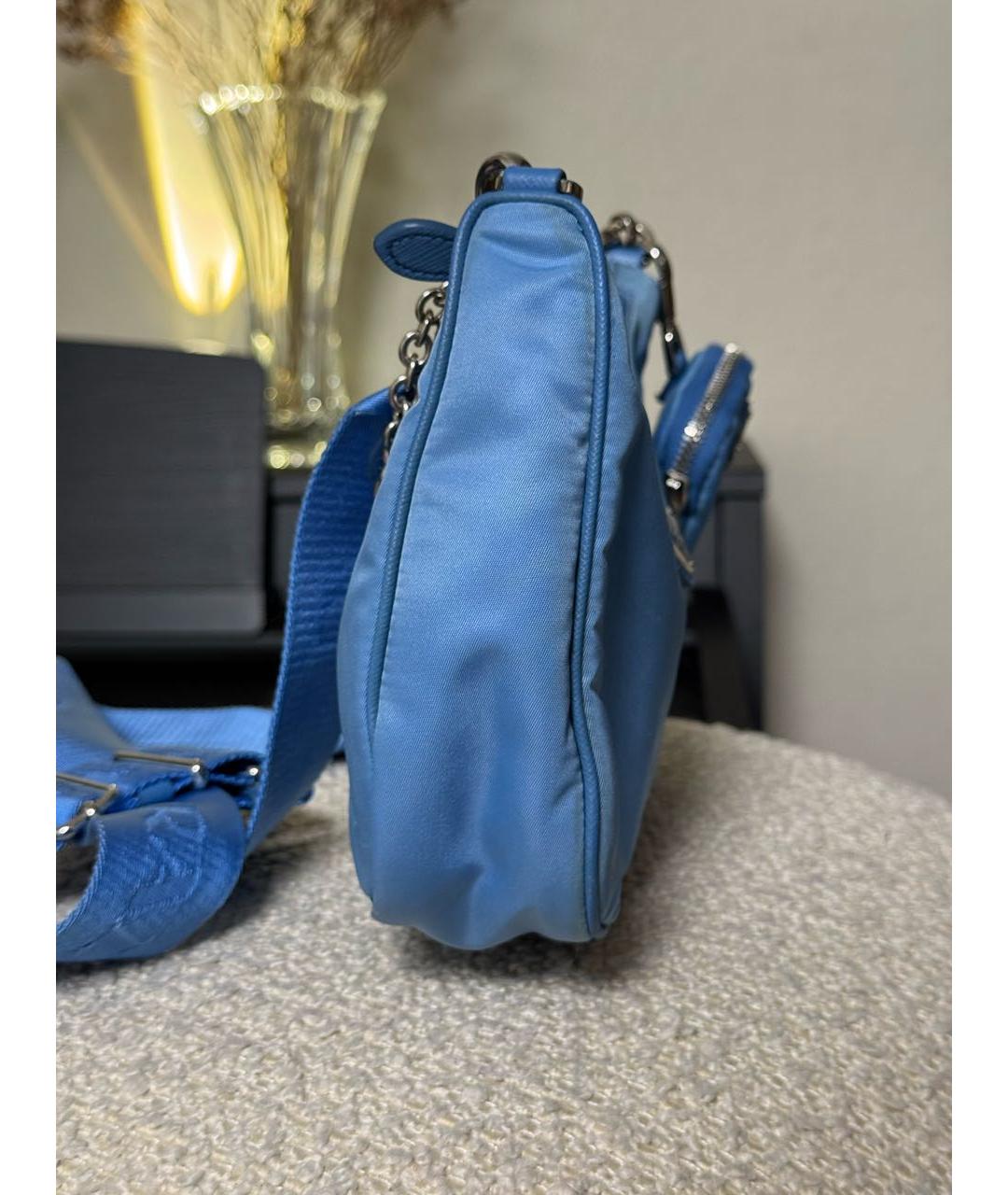 PRADA Голубая синтетическая сумка через плечо, фото 4