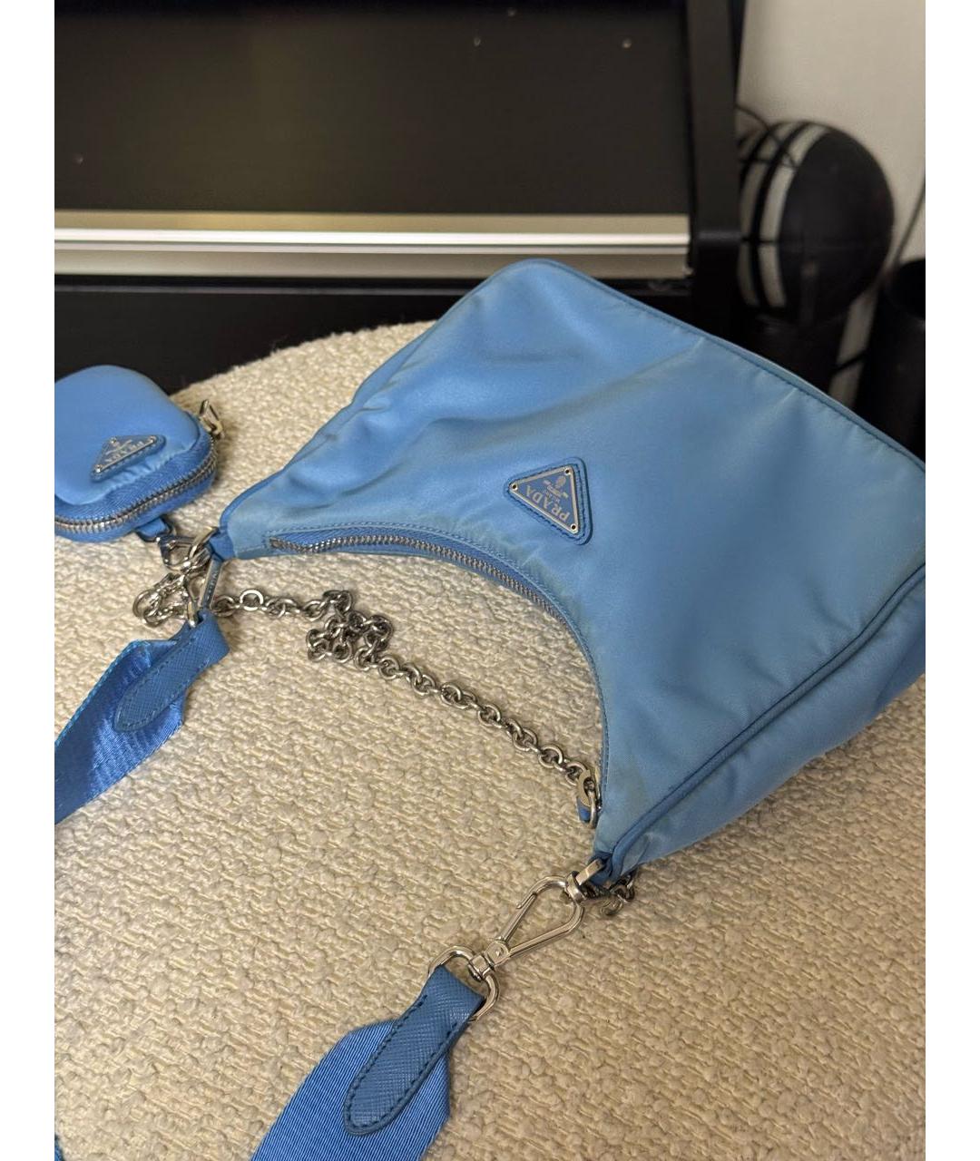 PRADA Голубая синтетическая сумка через плечо, фото 3