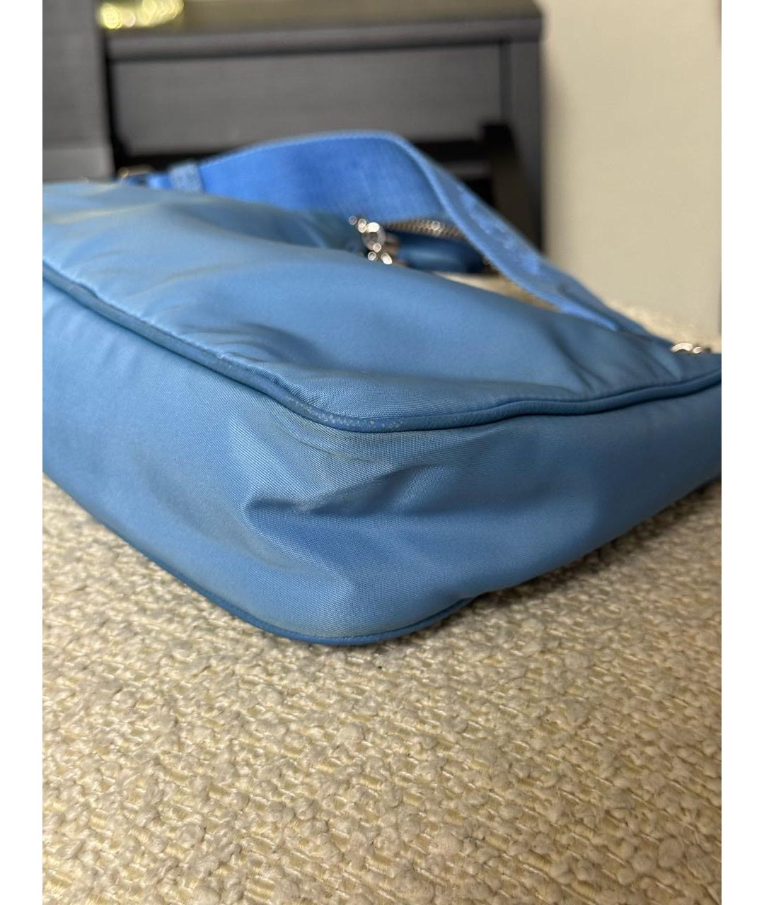 PRADA Голубая синтетическая сумка через плечо, фото 6