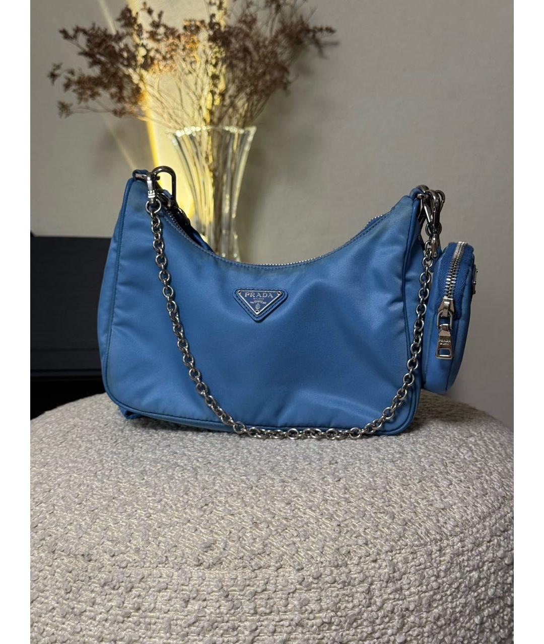 PRADA Голубая синтетическая сумка через плечо, фото 2