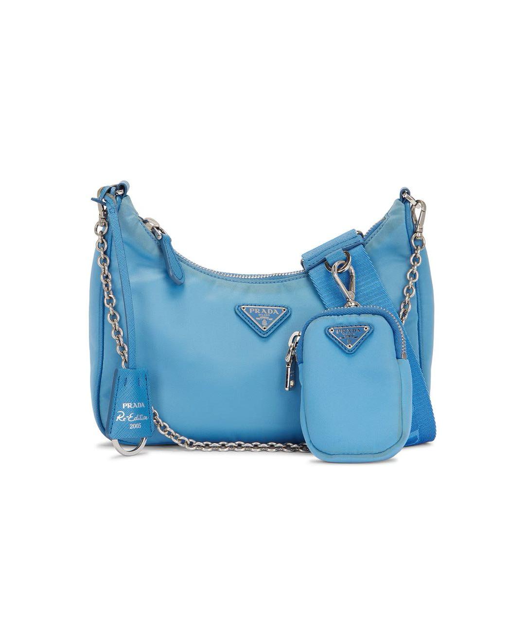 PRADA Голубая синтетическая сумка через плечо, фото 1