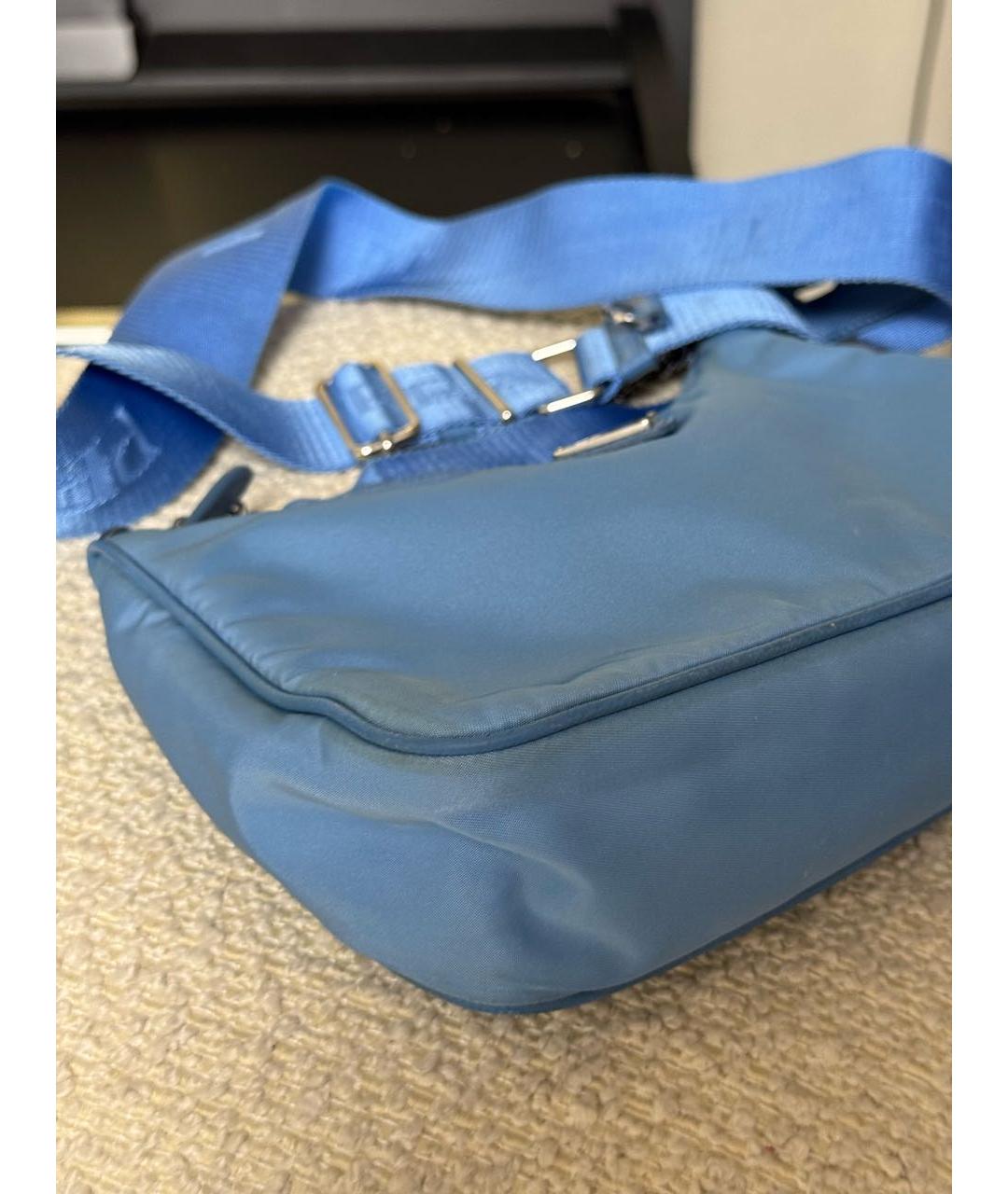 PRADA Голубая синтетическая сумка через плечо, фото 7