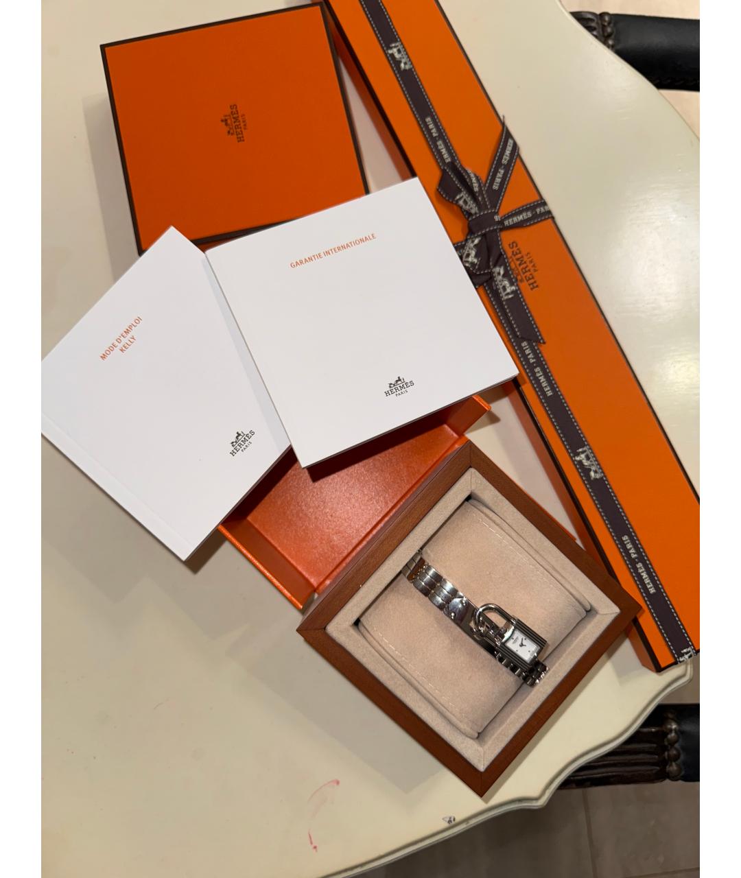 HERMES Серебряные кожаные часы, фото 5