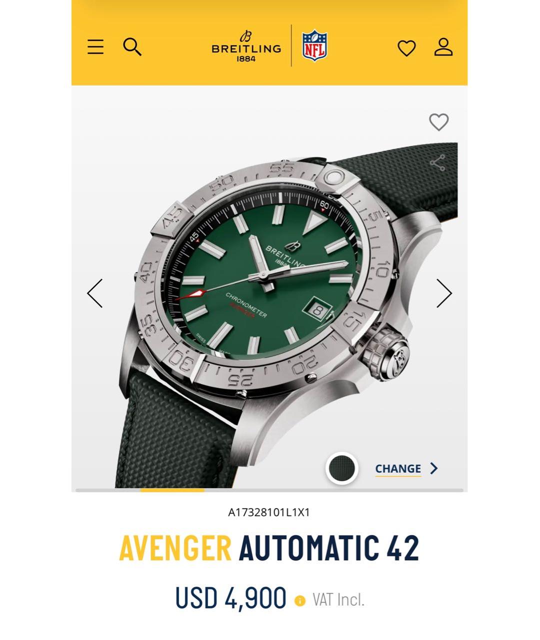 BREITLING Зеленые часы, фото 2