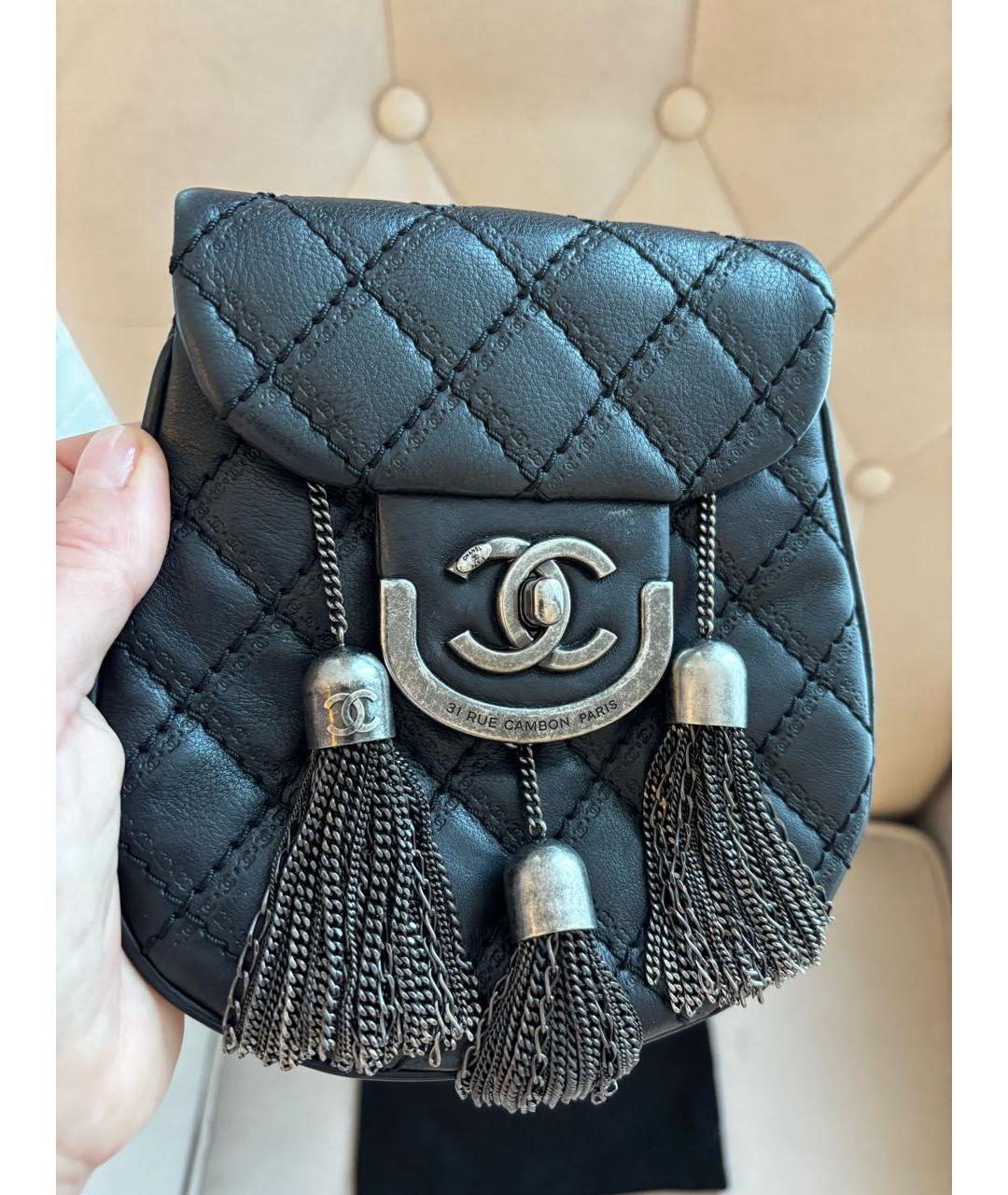 CHANEL Черная кожаная сумка через плечо, фото 2