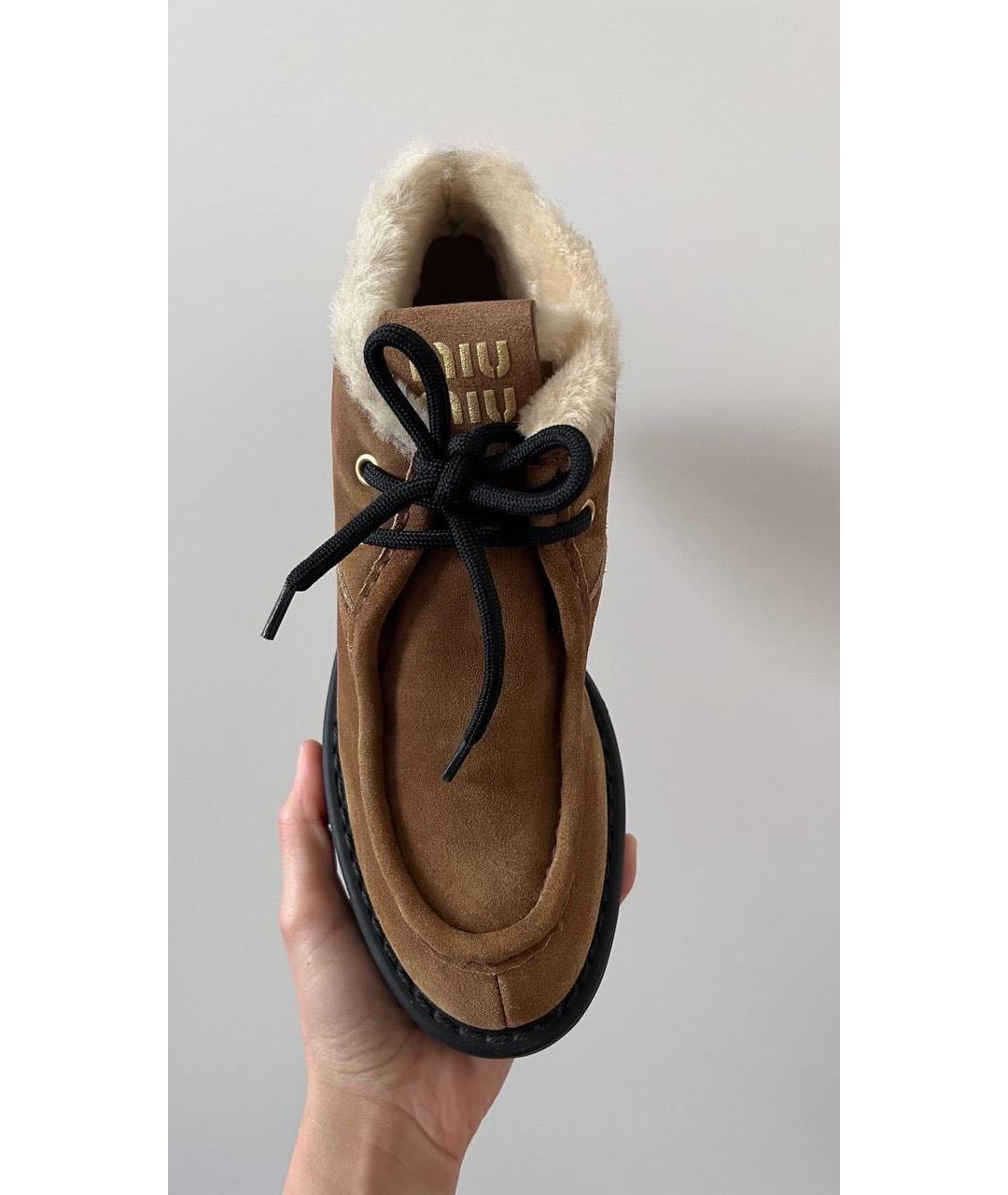 MIU MIU Коричневые замшевые ботильоны, фото 2