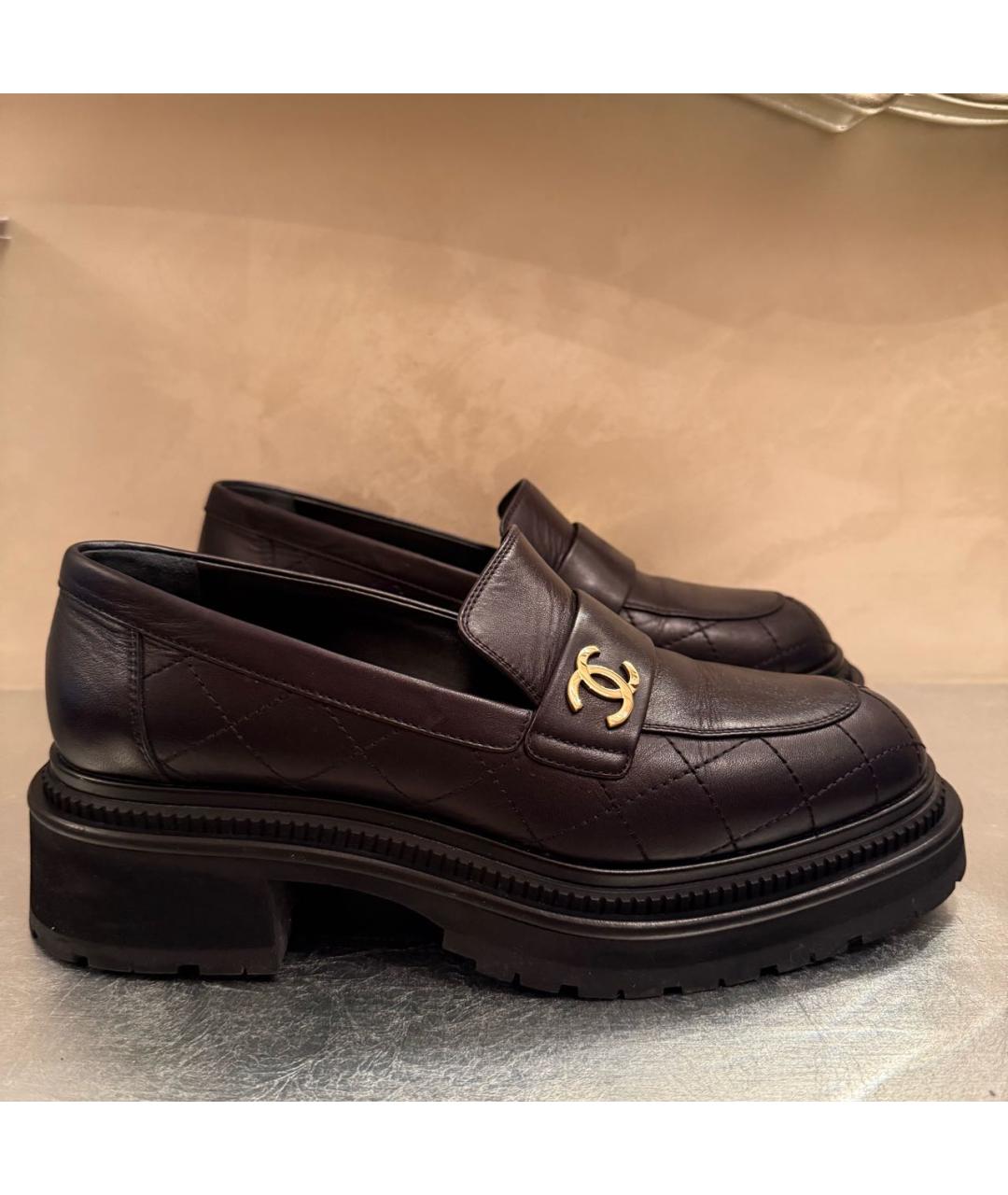 CHANEL Черные кожаные лоферы, фото 6