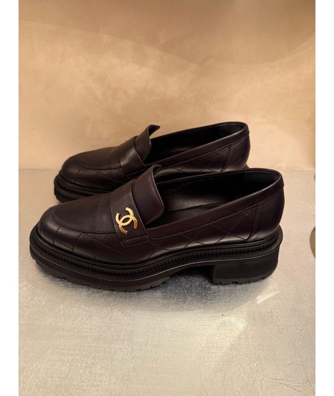 CHANEL Черные кожаные лоферы, фото 5