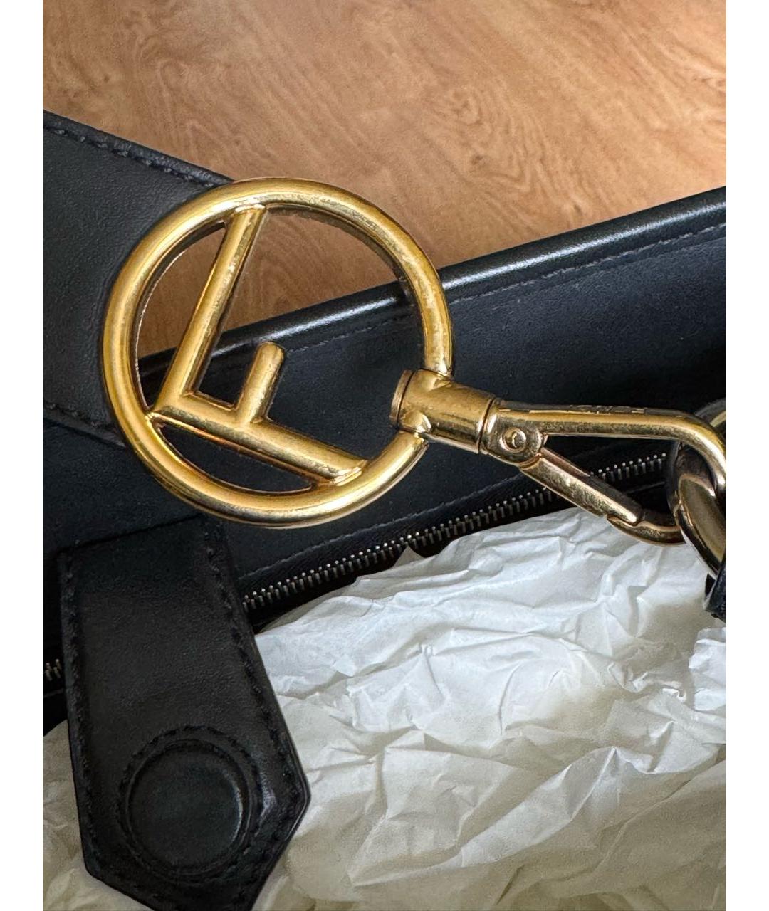 FENDI Черная кожаная сумка через плечо, фото 7