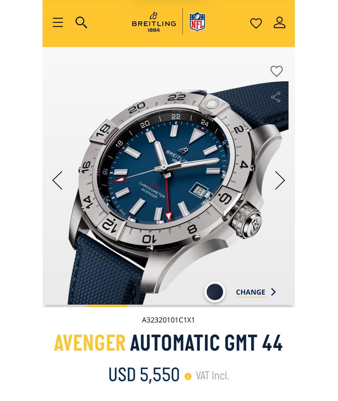 BREITLING Синие часы, фото 2