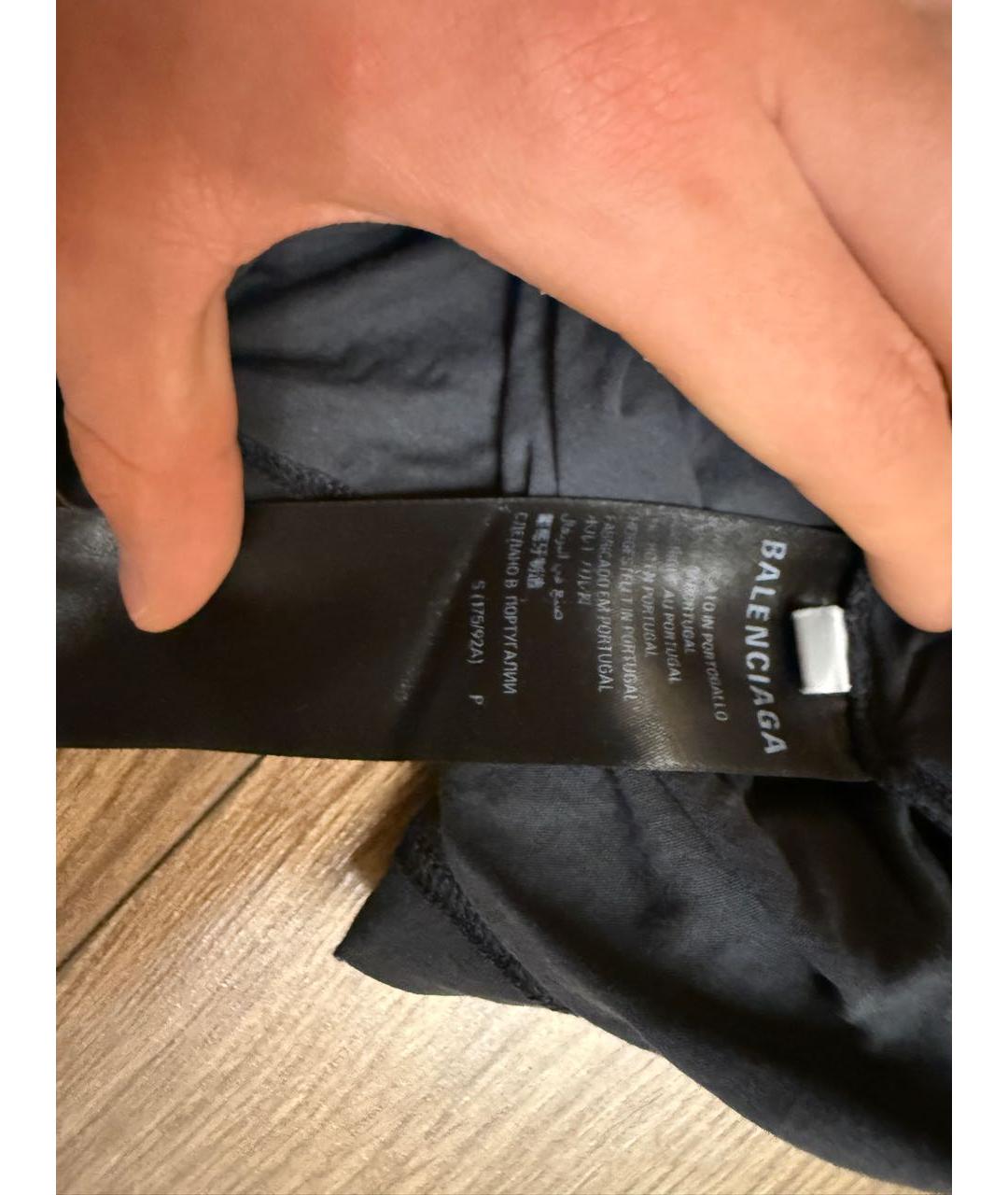 BALENCIAGA Антрацитовая хлопко-эластановая футболка, фото 4